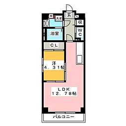 S-FORT熱田花町 1LDKの間取図画像