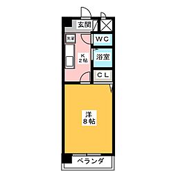 マジェスティ白鳥 1Kの間取図画像