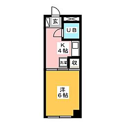 コーポ賀城園 1Kの間取図画像