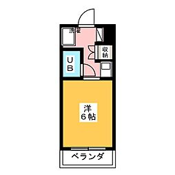 八熊ハイツ 1Kの間取図画像