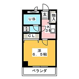 マインハイムオークラ 1Kの間取図画像