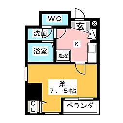 アルテミス平和 1Kの間取図画像