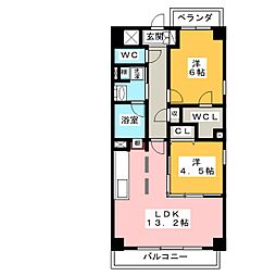 ツインアウルズ 2LDKの間取図画像