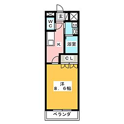 ドエル山王 1Kの間取図画像