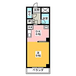 音羽壱番館金山 1DKの間取図画像