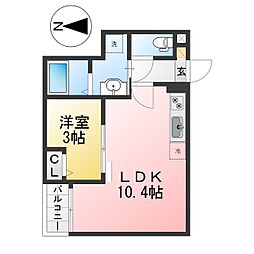 Jack atsutakoshinV 1LDKの間取図画像