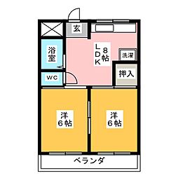 浅井第2ビル 2LDKの間取図画像