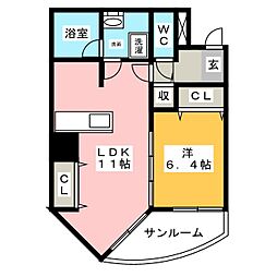 プロシード金山2 1LDKの間取図画像