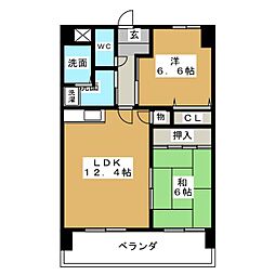 アビタシオン一番 2LDKの間取図画像