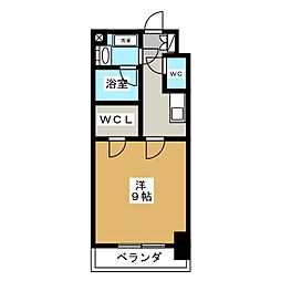ツインアウルズ 1Kの間取図画像