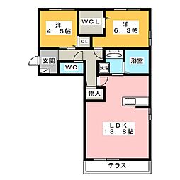 セレーノ古新 2LDKの間取図画像