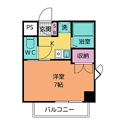 セントラルリッツ 1Kの間取図画像