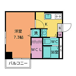 パークサイドアパートメントパーソンズ 1Kの間取図画像