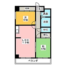 エスポワールメゾン神郷 2LDKの間取図画像