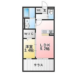 ミアカーサ青池III 1LDKの間取図画像
