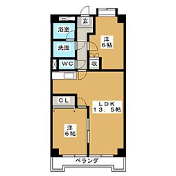 メゾン大成 2LDKの間取図画像