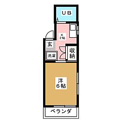 コーポ渡辺 1Kの間取図画像