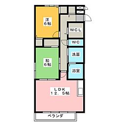 グリーンパーク明円 2階2LDKの間取り