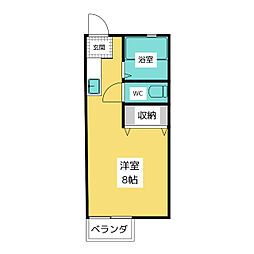 サンシティーあゆち 2階ワンルームの間取り