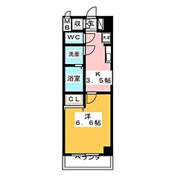 きさらぎ21 1Kの間取図画像