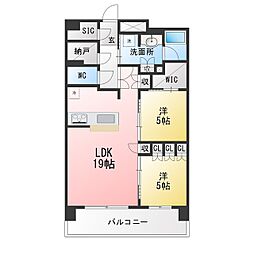 グランクレアいいねタウン瑞穂 2LDKの間取図画像