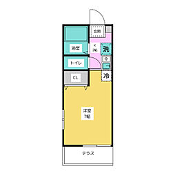 レオパレスエスポアール砂口 ワンルームの間取図画像