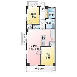 シャンボール近藤 2LDKの間取図画像