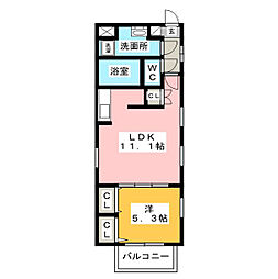 Leciel新瑞橋 1LDKの間取図画像