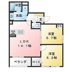 メゾンヒルズ瑞穂 2LDKの間取図画像