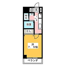 サンヒルズ新瑞橋 1Kの間取図画像