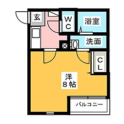 クレフラスト鶴里南 1Kの間取図画像