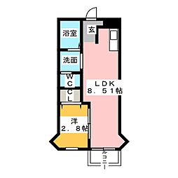 Neo駈上 1LDKの間取図画像