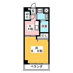 グランドール萩山 1Kの間取図画像