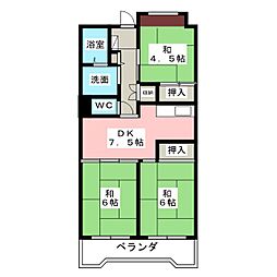 ビレッジハウス笠寺タワー 3DKの間取図画像