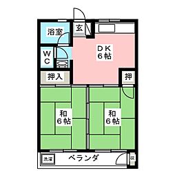 若山ビル 2DKの間取図画像