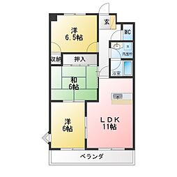第3猪飼ビル 3LDKの間取図画像