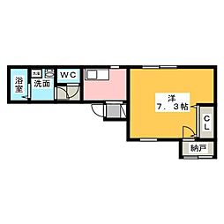 ジェルメ大喜新町 1Kの間取図画像