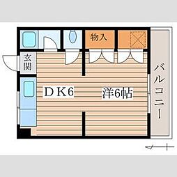 美鈴マンション 1DKの間取図画像