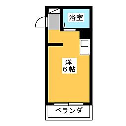 クリーンあらたま ワンルームの間取図画像