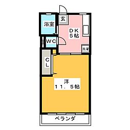 汐路ハイツ 1DKの間取図画像