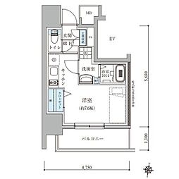 テナス瑞穂通 ワンルームの間取図画像
