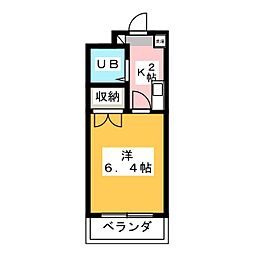 サン・ハウス・マンヨー 1Kの間取図画像