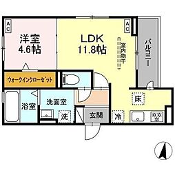 プレタクチュール中根町 1LDKの間取図画像
