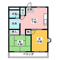 アビタシオン新瑞 2DKの間取図画像