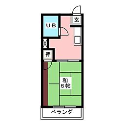 保富コーポ 1Kの間取図画像