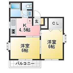 メゾン・川崎 2DKの間取図画像