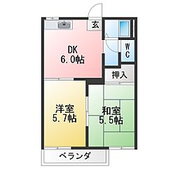 タウニー芝 2DKの間取図画像