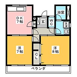 メゾンみゆき 2DKの間取図画像