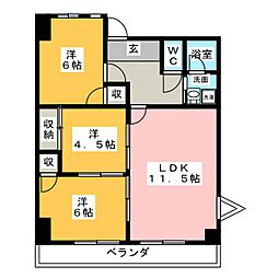 瑞音ハイツ 3LDKの間取図画像