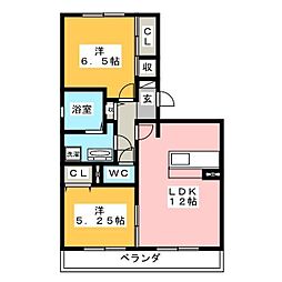 カーサフラグランツァ2 2LDKの間取図画像
